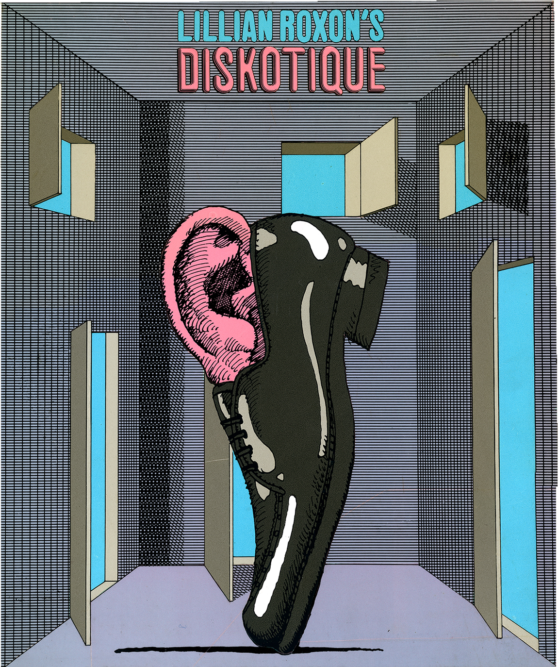 Dancing shoe with ear inside in 3-D room